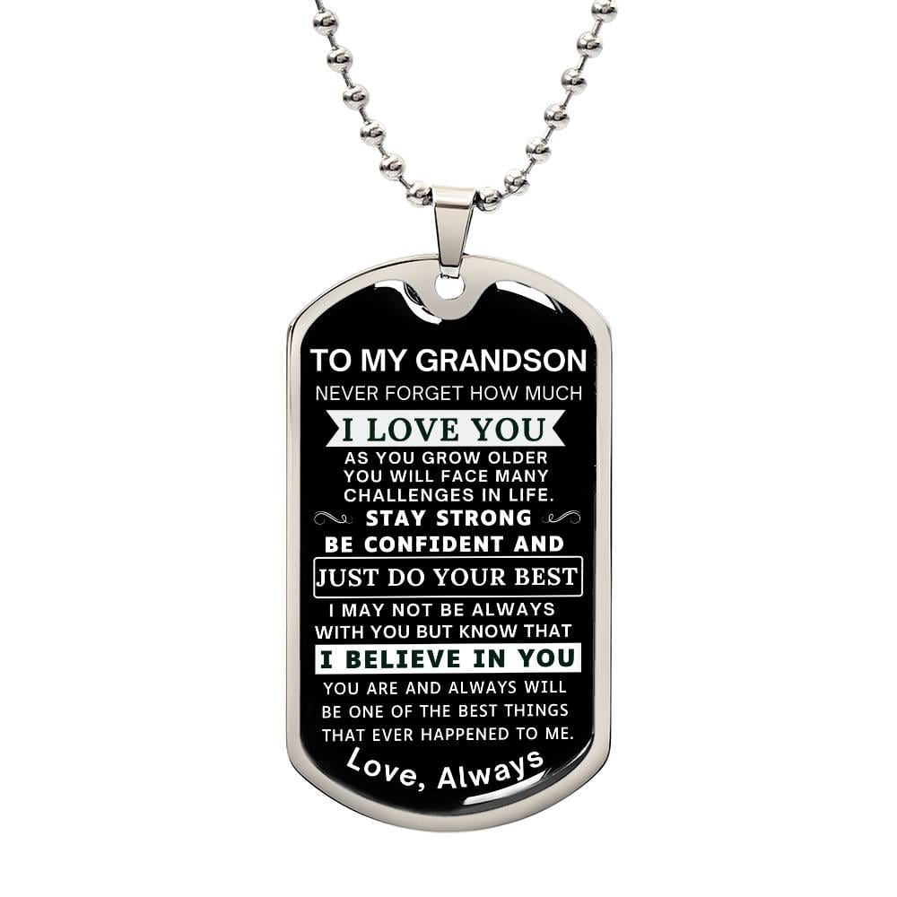 To My Grandson - I Love You Necklace