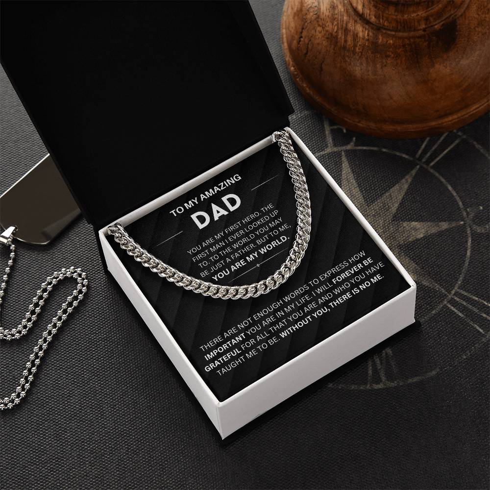 You are my first hero - To Dad Cuban Chain