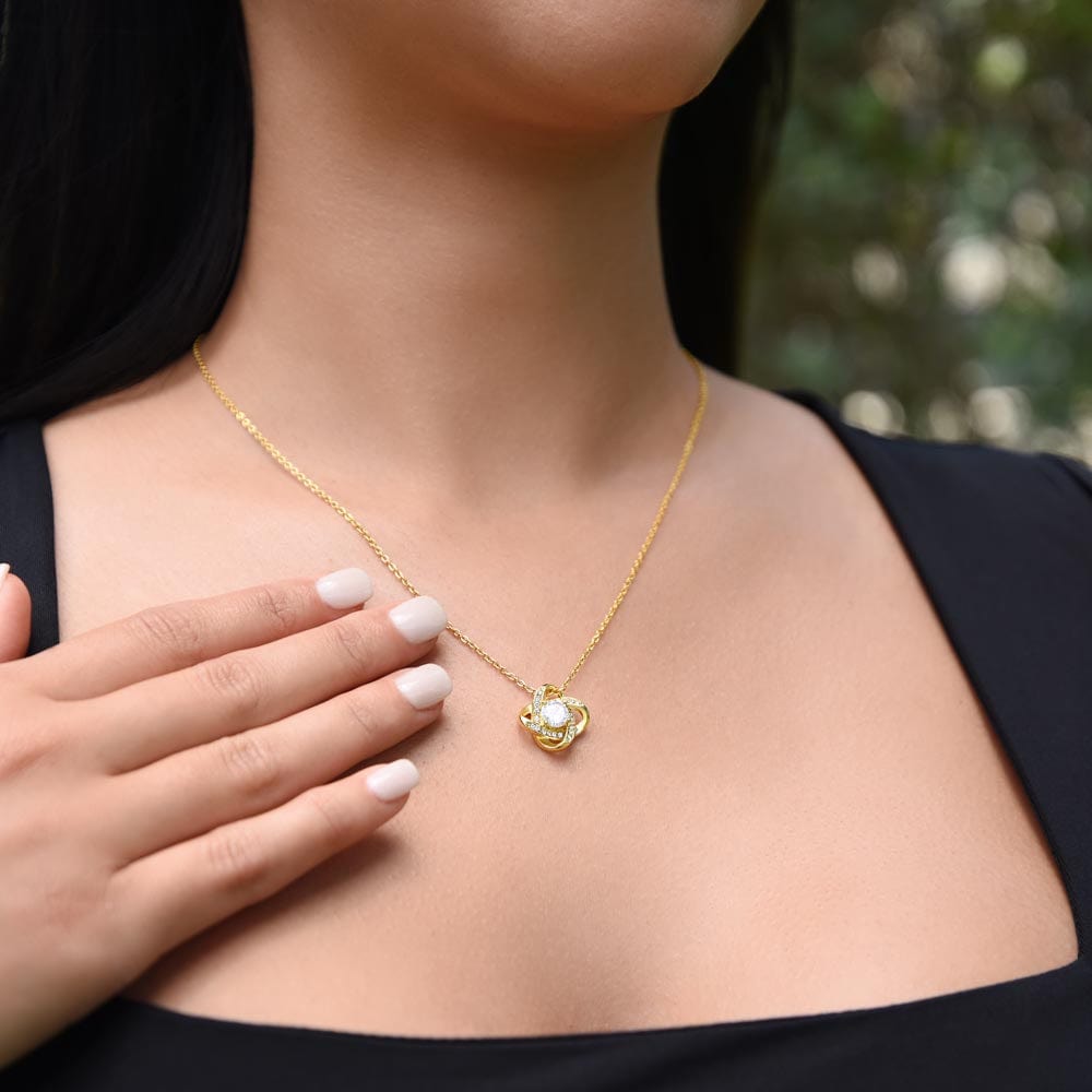 Gift for Wife "I Can't Live Without You" Love Knot Necklace