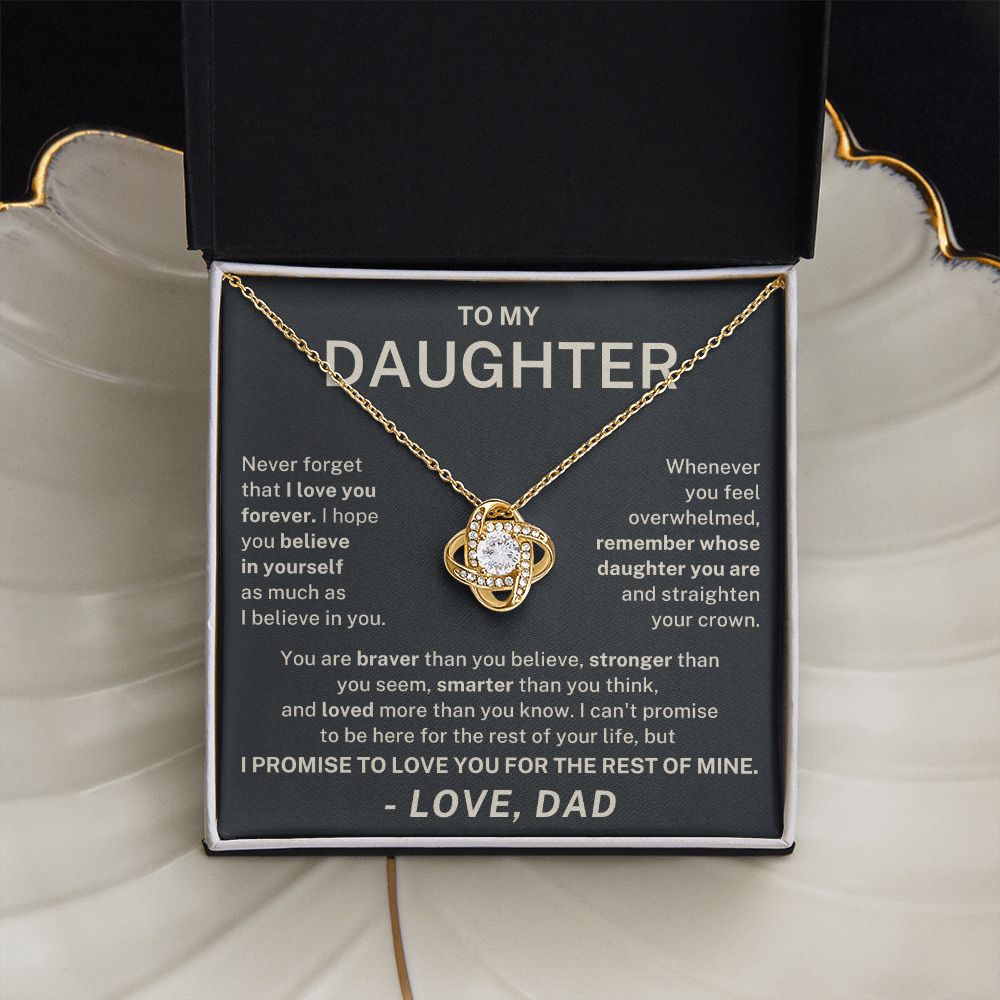 To My Daughter β Never Forget I Love You Love Knot Necklace (From Dad)