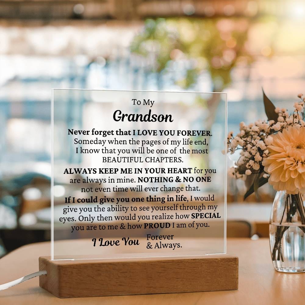 To My Grandson - I'm Proud Of You LED Plaque