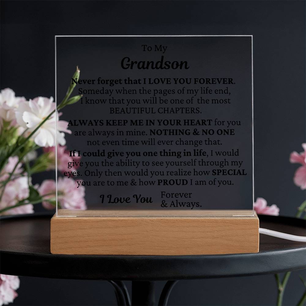 To My Grandson - I'm Proud Of You LED Plaque