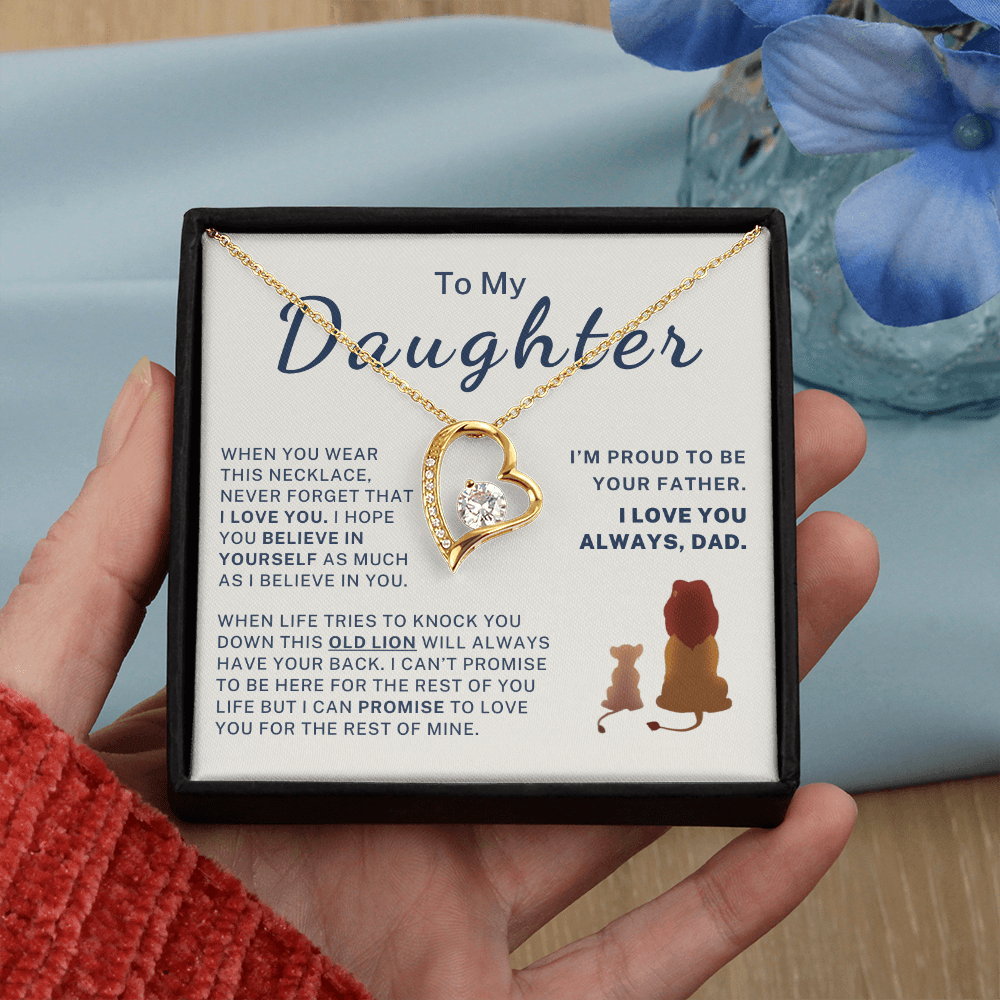 To My Daughter – This Old Lion Has Your Back Forever Love Necklace