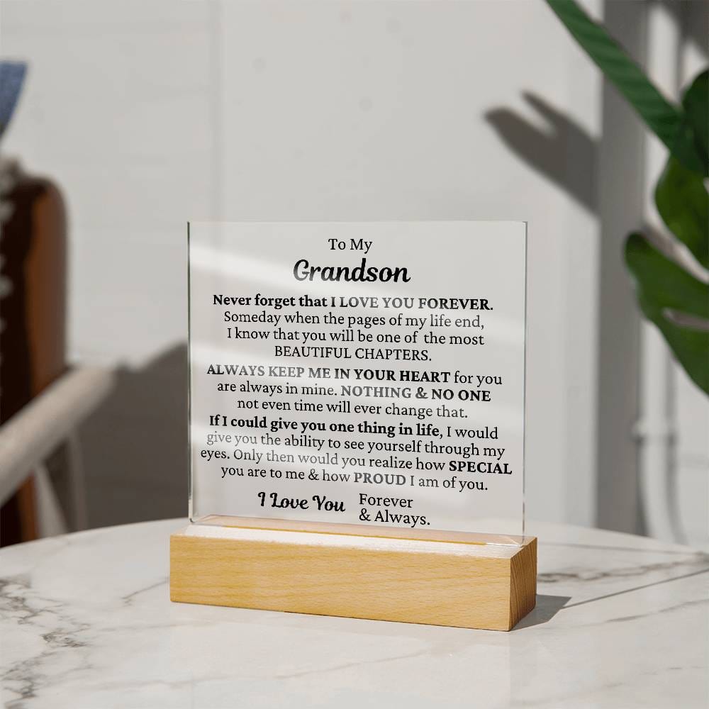 To My Grandson - I'm Proud Of You LED Plaque