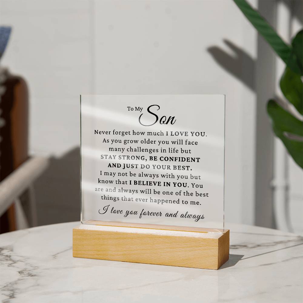 To My Son - I Believe In You LED Plaque