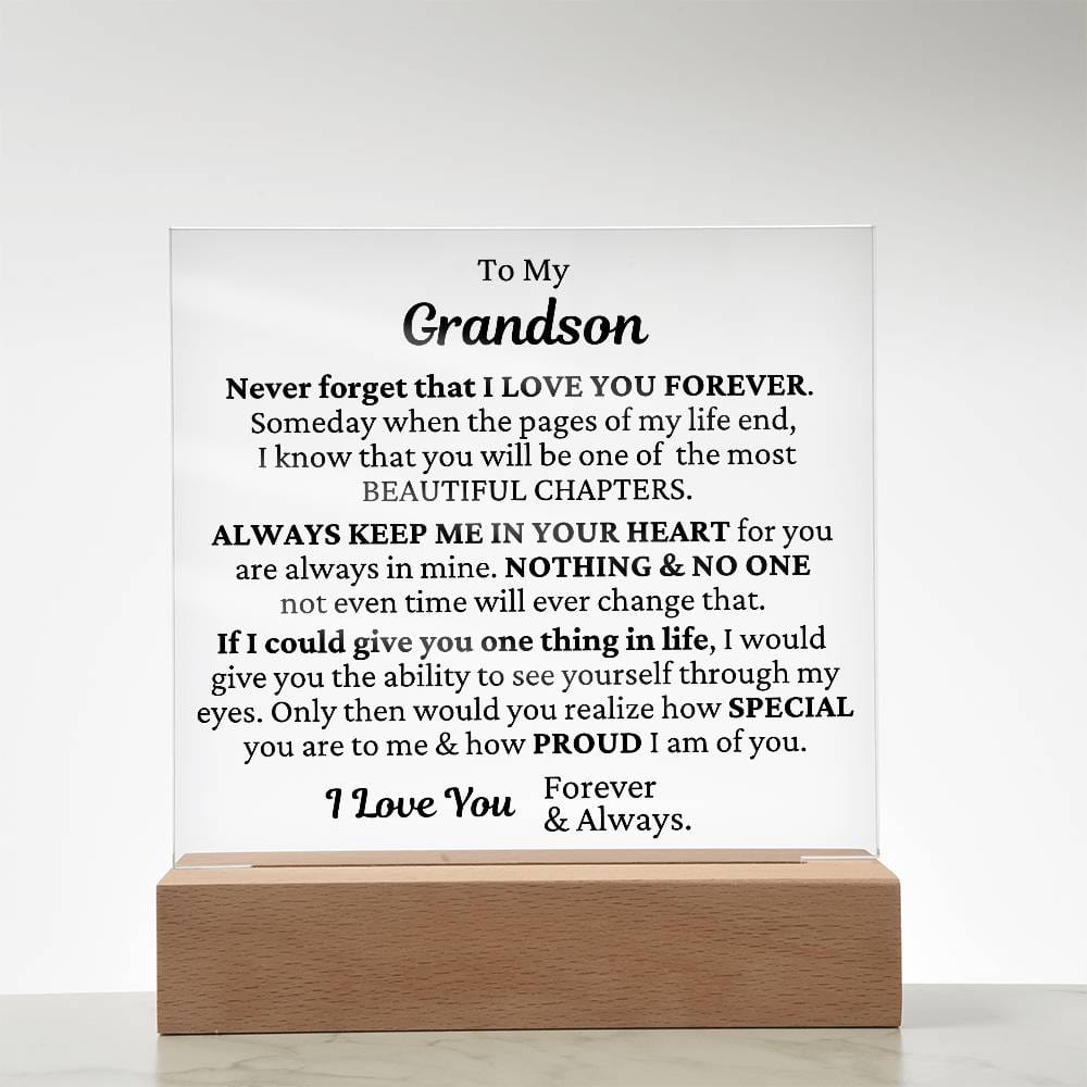To My Grandson - I'm Proud Of You LED Plaque