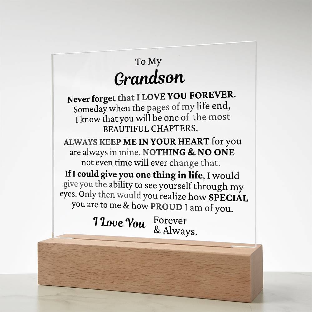 To My Grandson - I'm Proud Of You LED Plaque