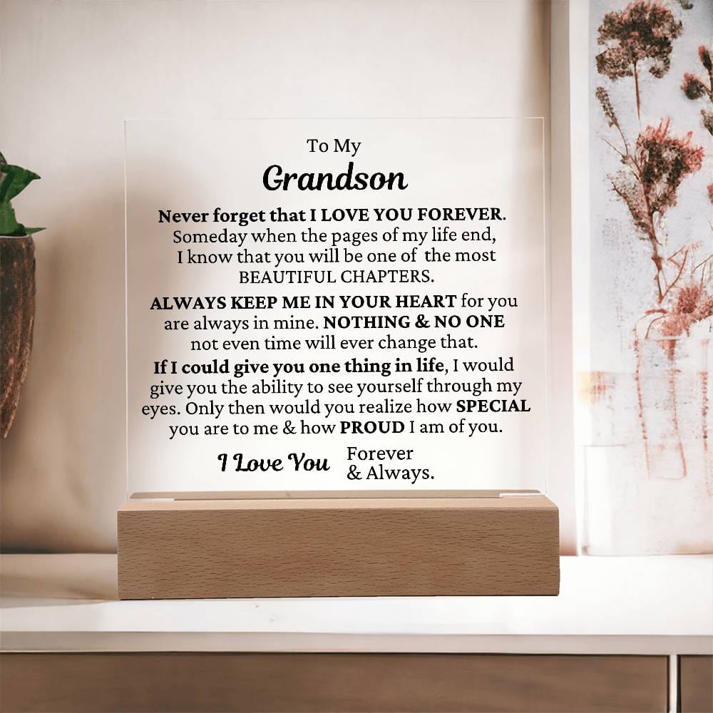 To My Grandson - I'm Proud Of You LED Plaque