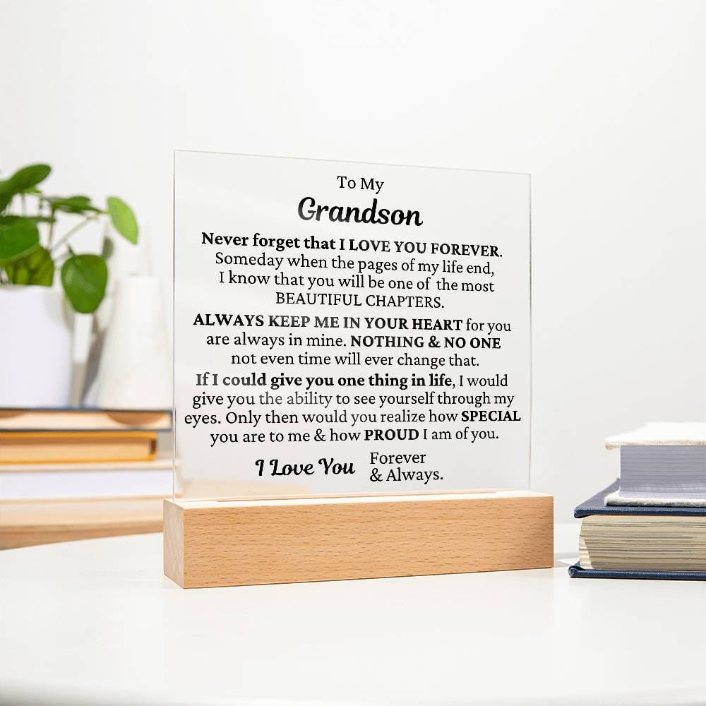 To My Grandson - I'm Proud Of You LED Plaque