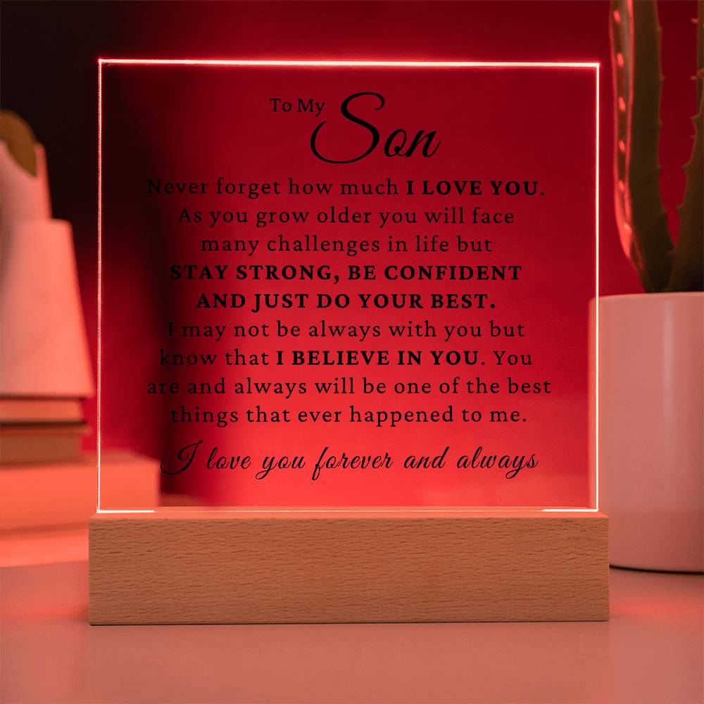 To My Son - I Believe In You LED Plaque