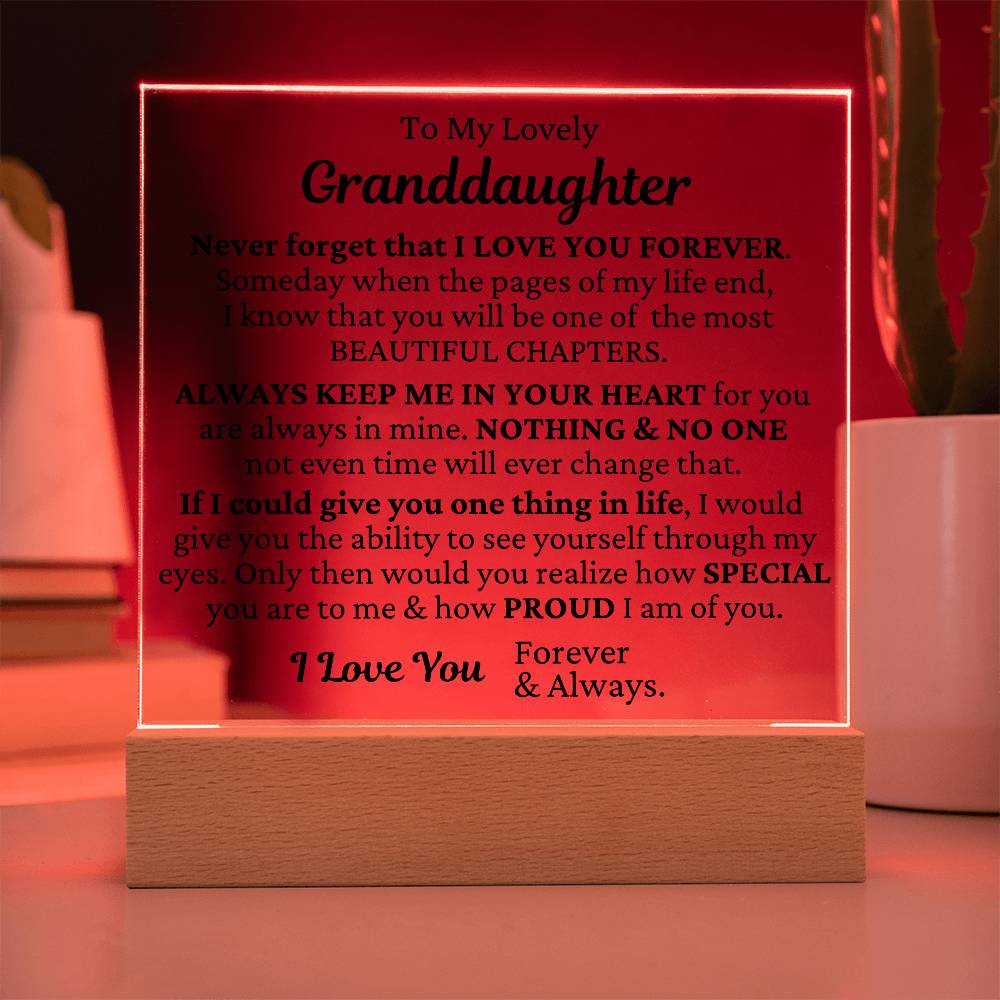 To My Granddaughter - I Love You LED Plaque