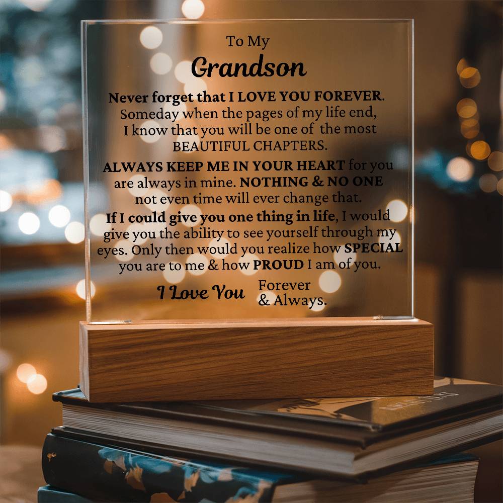 To My Grandson - I'm Proud Of You LED Plaque