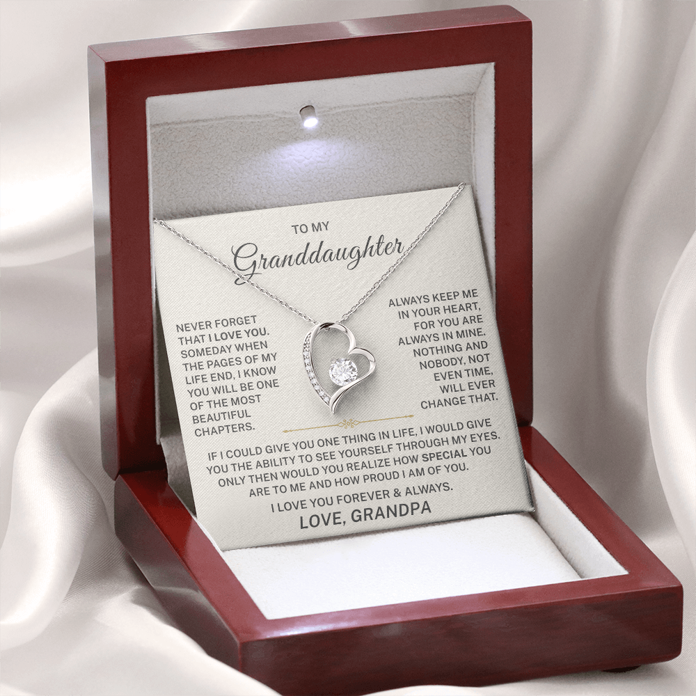 To My Granddaughter – I Love You Forever & Always - Forever Love Necklace (From Grandpa)