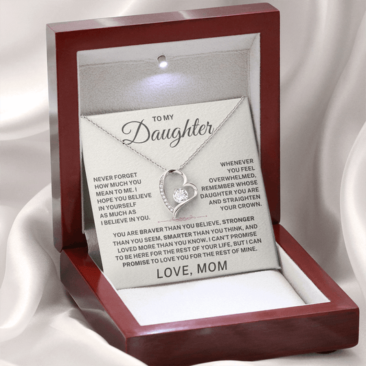 To My Daughter – Never Forget I Love You Forever Love Necklace (From Mom)