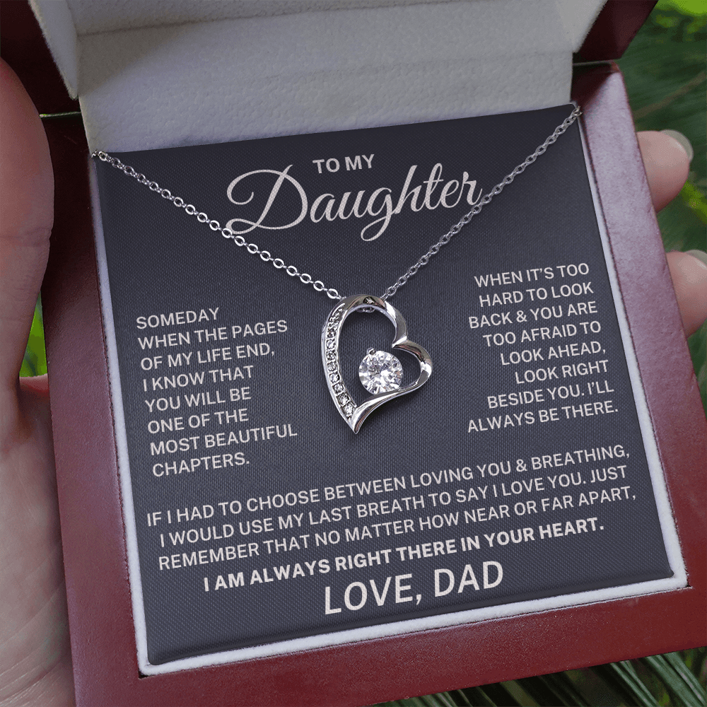 To My Daughter – I Am Always Right There In Your Heart – Forever Love Necklace (From Dad)
