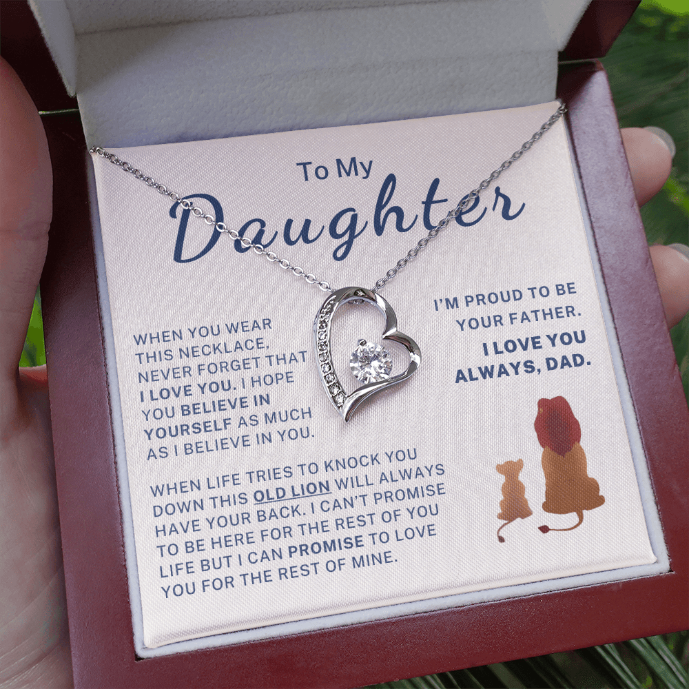 To My Daughter – This Old Lion Has Your Back Forever Love Necklace