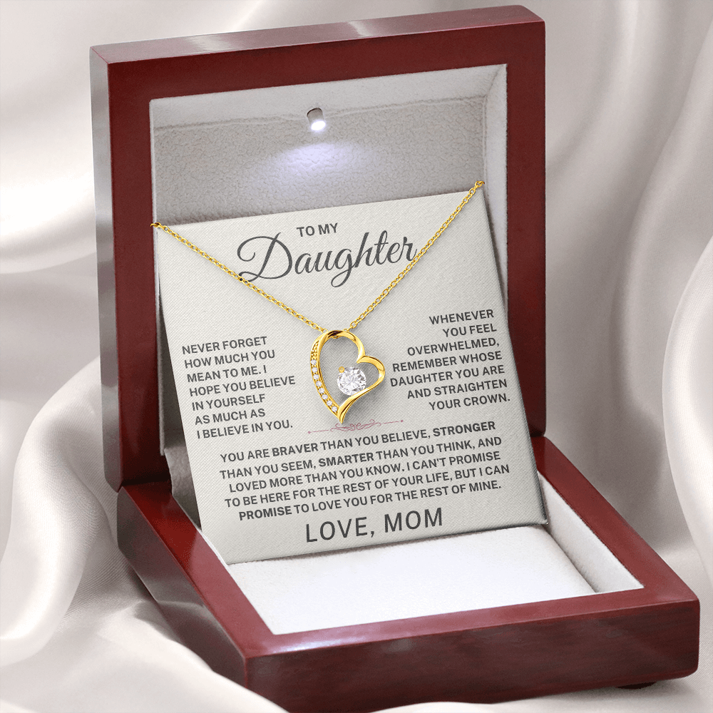 To My Daughter – Never Forget I Love You Forever Love Necklace (From Mom)