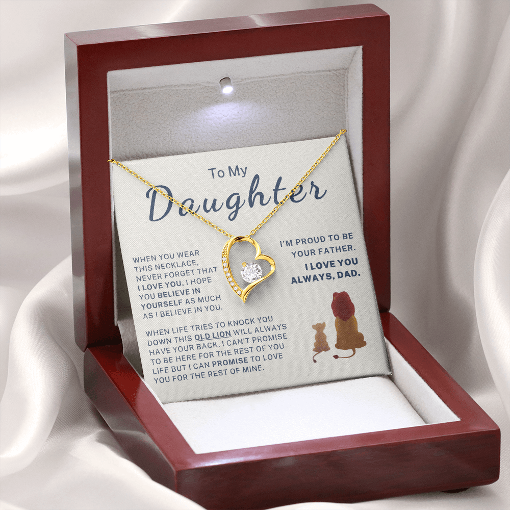 To My Daughter – This Old Lion Has Your Back Forever Love Necklace