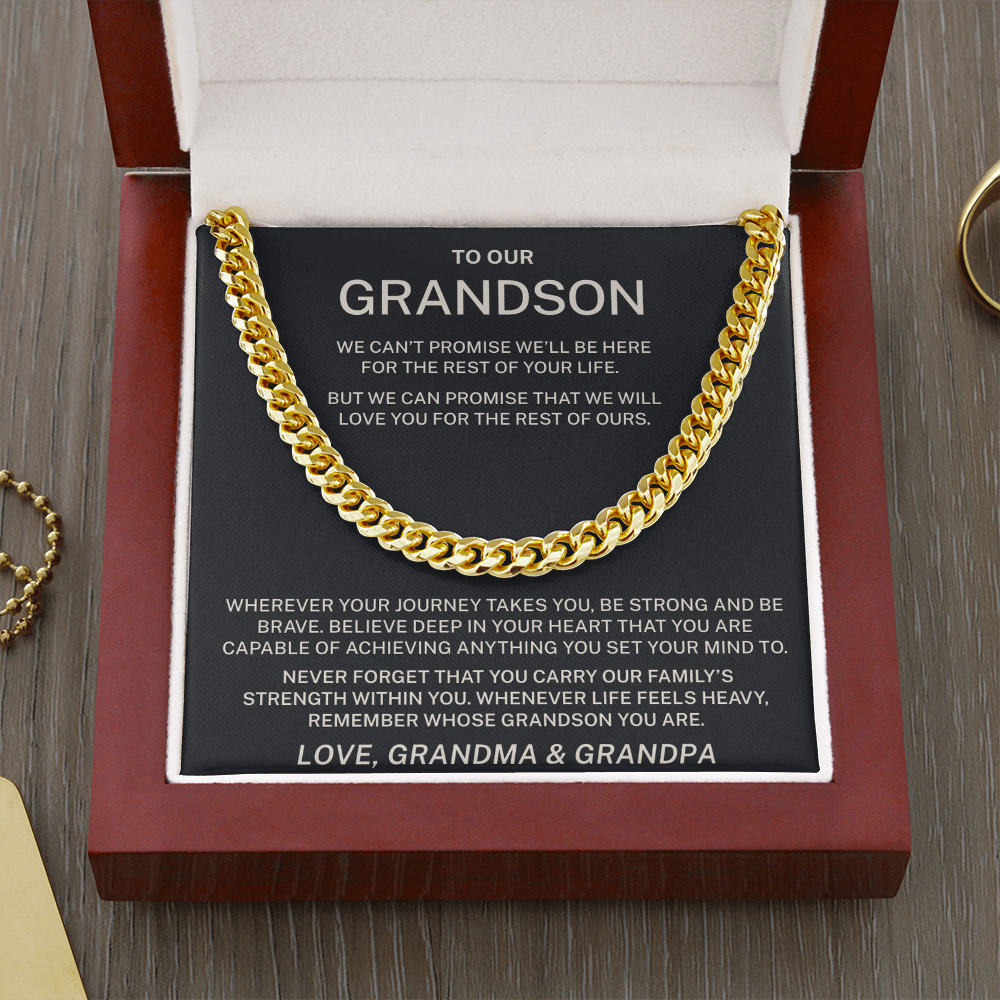 To Our Grandson – Remember Whose Grandson You Are - Cuban Link Chain