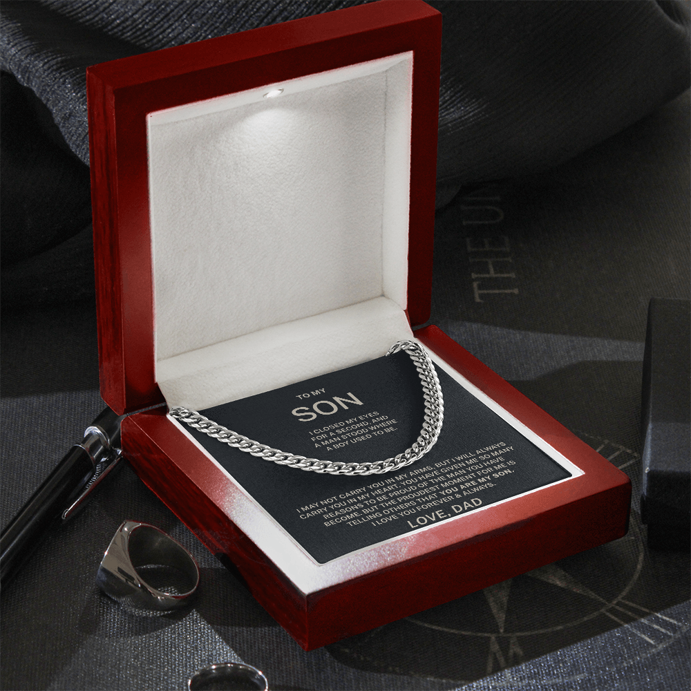 To My Son – Proud of the Man You’ve Become Cuban Link Chain (From Dad)