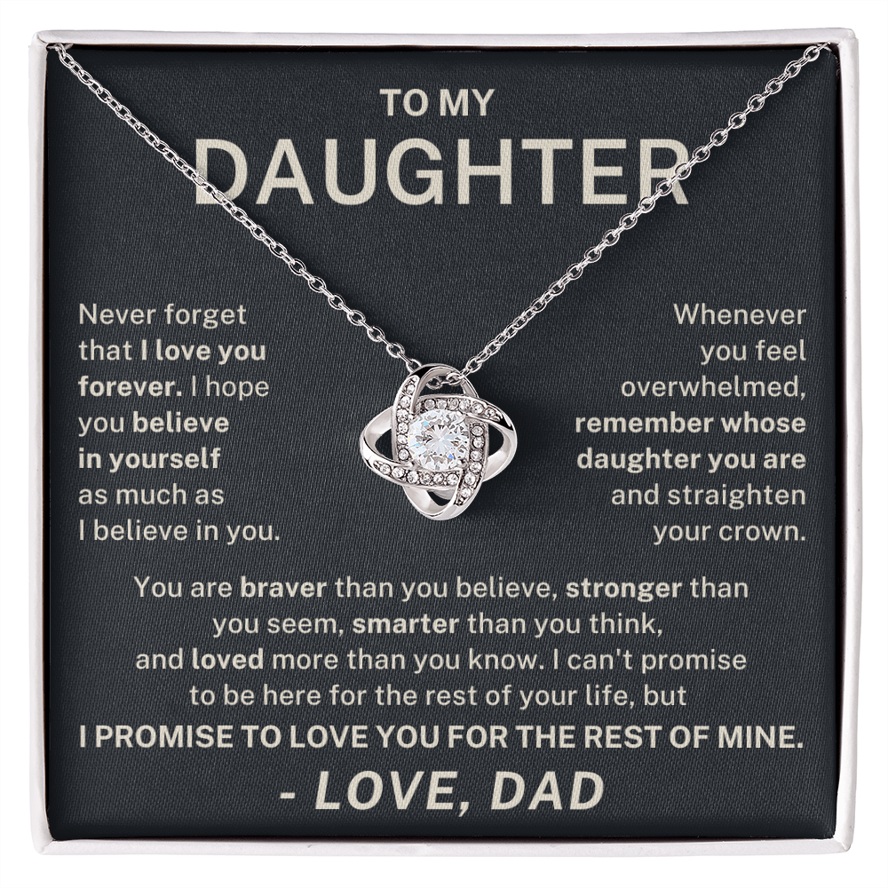 To My Daughter – Never Forget I Love You Love Knot Necklace (From Dad)