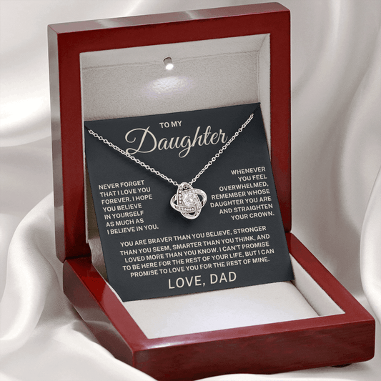 To My Daughter – Never Forget I Love You Love Knot Necklace (From Dad)