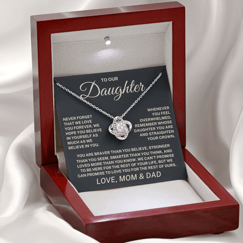 To Our Daughter – Never Forget We Love You Love Knot Necklace