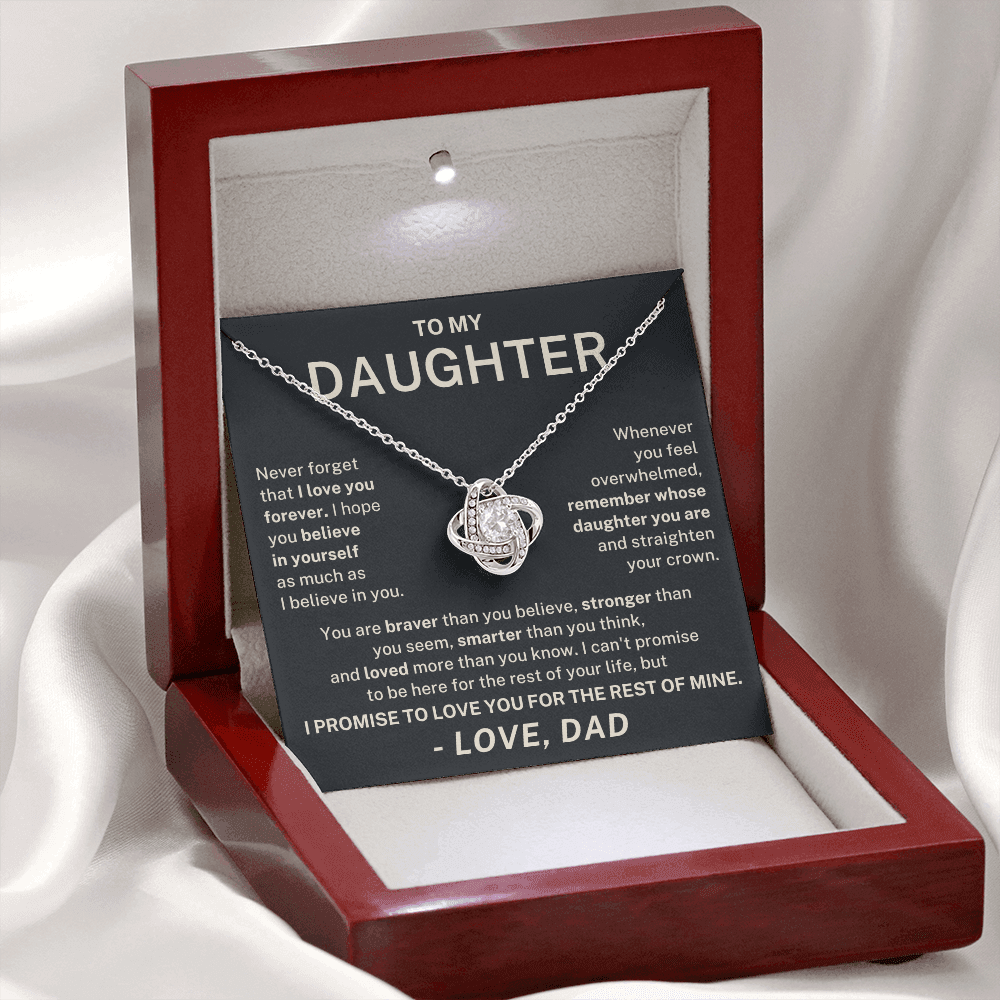 To My Daughter – Never Forget I Love You Love Knot Necklace (From Dad)
