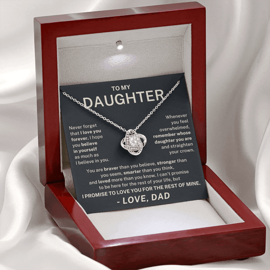 To My Daughter – Never Forget I Love You Love Knot Necklace (From Dad)