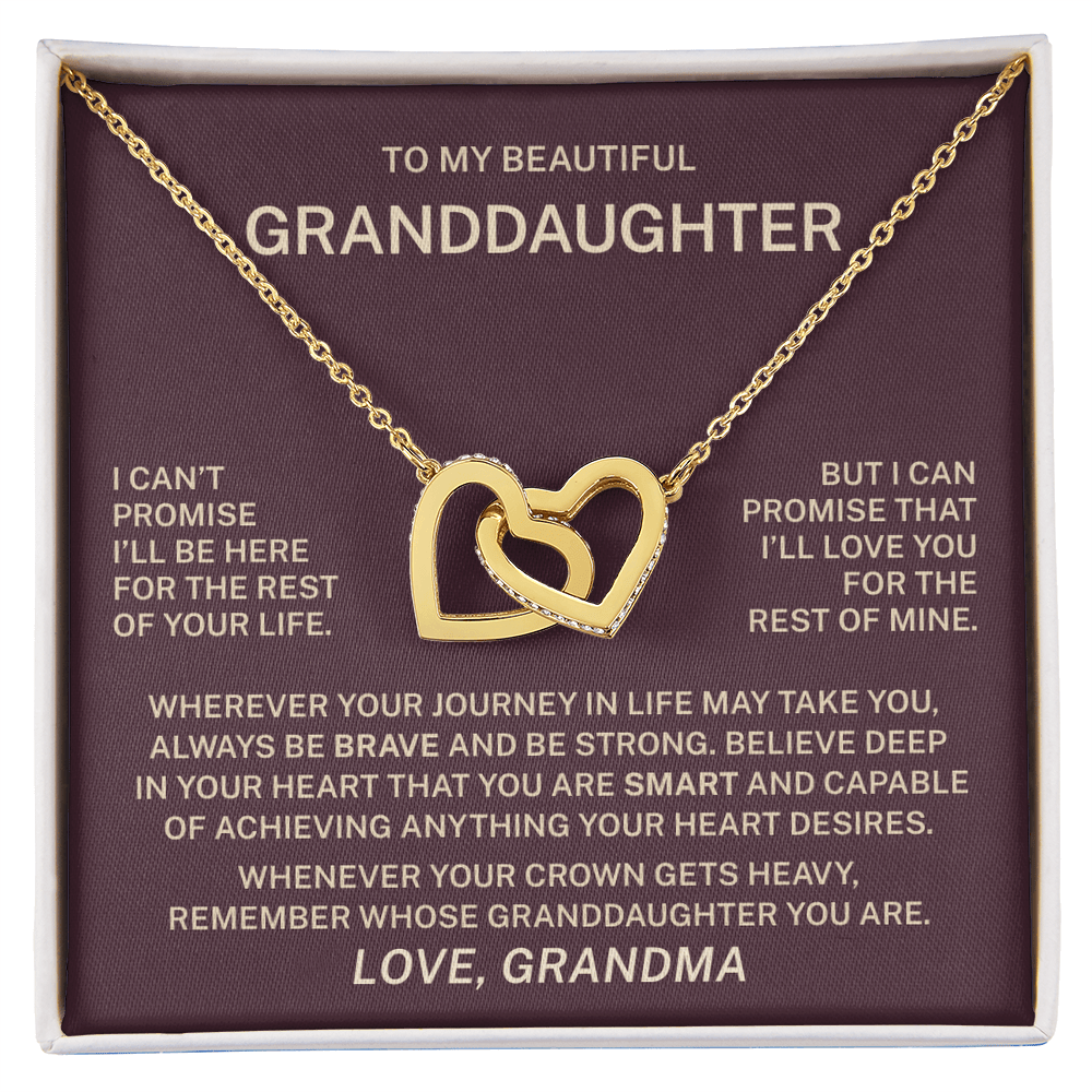To My Granddaughter – I Will Love You for the Rest of My Life Interlocking Hearts Necklace (From Grandma)