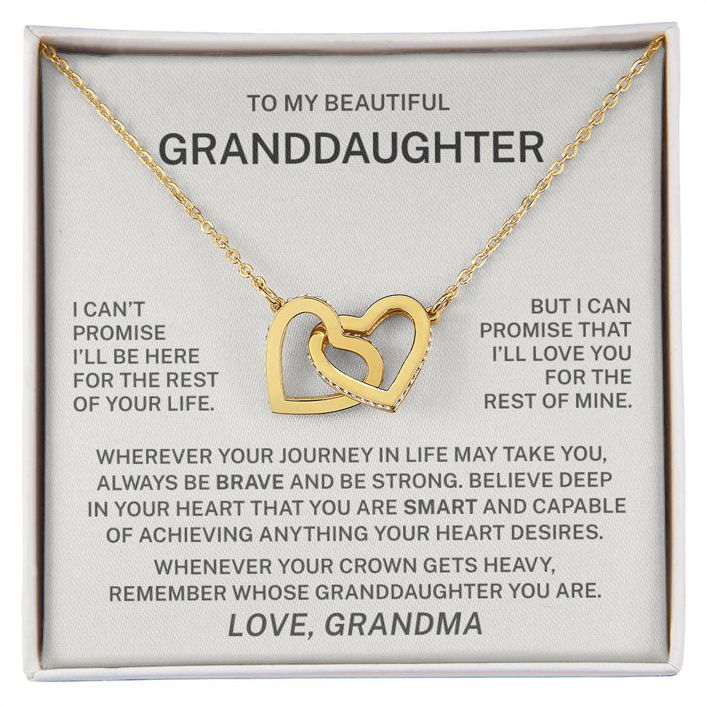 To My Granddaughter – I Will Love You for the Rest of My Life Interlocking Hearts Necklace (From Grandma)