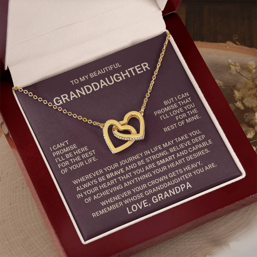 To My Granddaughter – I Will Love You for the Rest of My Life Interlocking Hearts Necklace (From Grandpa)