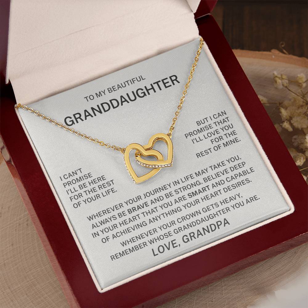 To My Granddaughter – I Will Love You for the Rest of My Life Interlocking Hearts Necklace (From Grandpa)