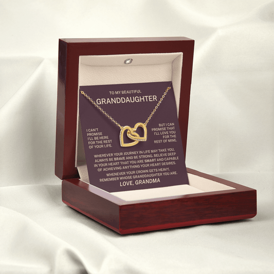 To My Granddaughter – I Will Love You for the Rest of My Life Interlocking Hearts Necklace (From Grandma)