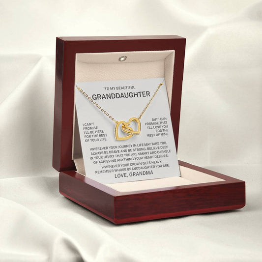 To My Granddaughter – I Will Love You for the Rest of My Life Interlocking Hearts Necklace (From Grandma)