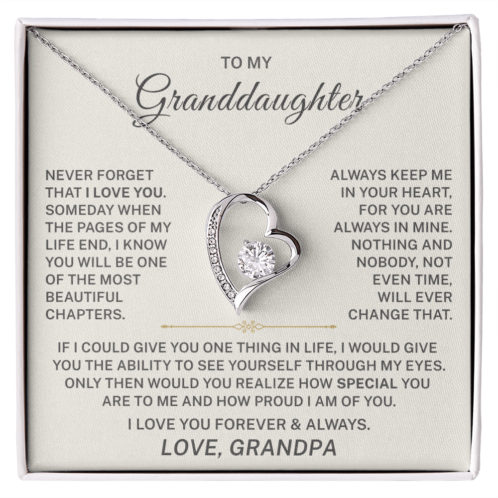 To My Granddaughter – I Love You Forever & Always - Forever Love Necklace (From Grandpa)