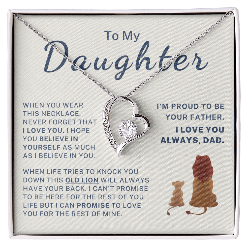 To My Daughter – This Old Lion Has Your Back Forever Love Necklace